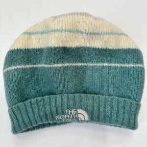 The North Face Green White Wool Angora Preppy Warm Hat Beanie